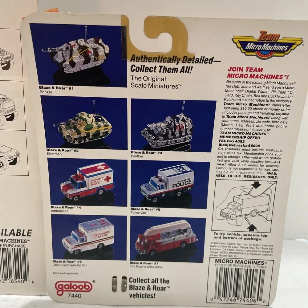 MICRO MACHINES Remote Control Fire Truck 1989 Sealed. And Blaze And Roar 7440